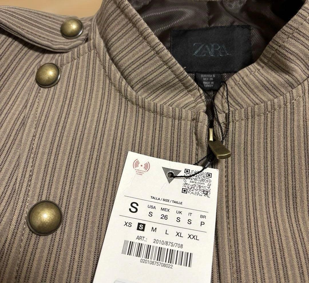 完売品⭐︎ZARA ストライプ柄フィットブレザー S ライトゴールデンブラウン